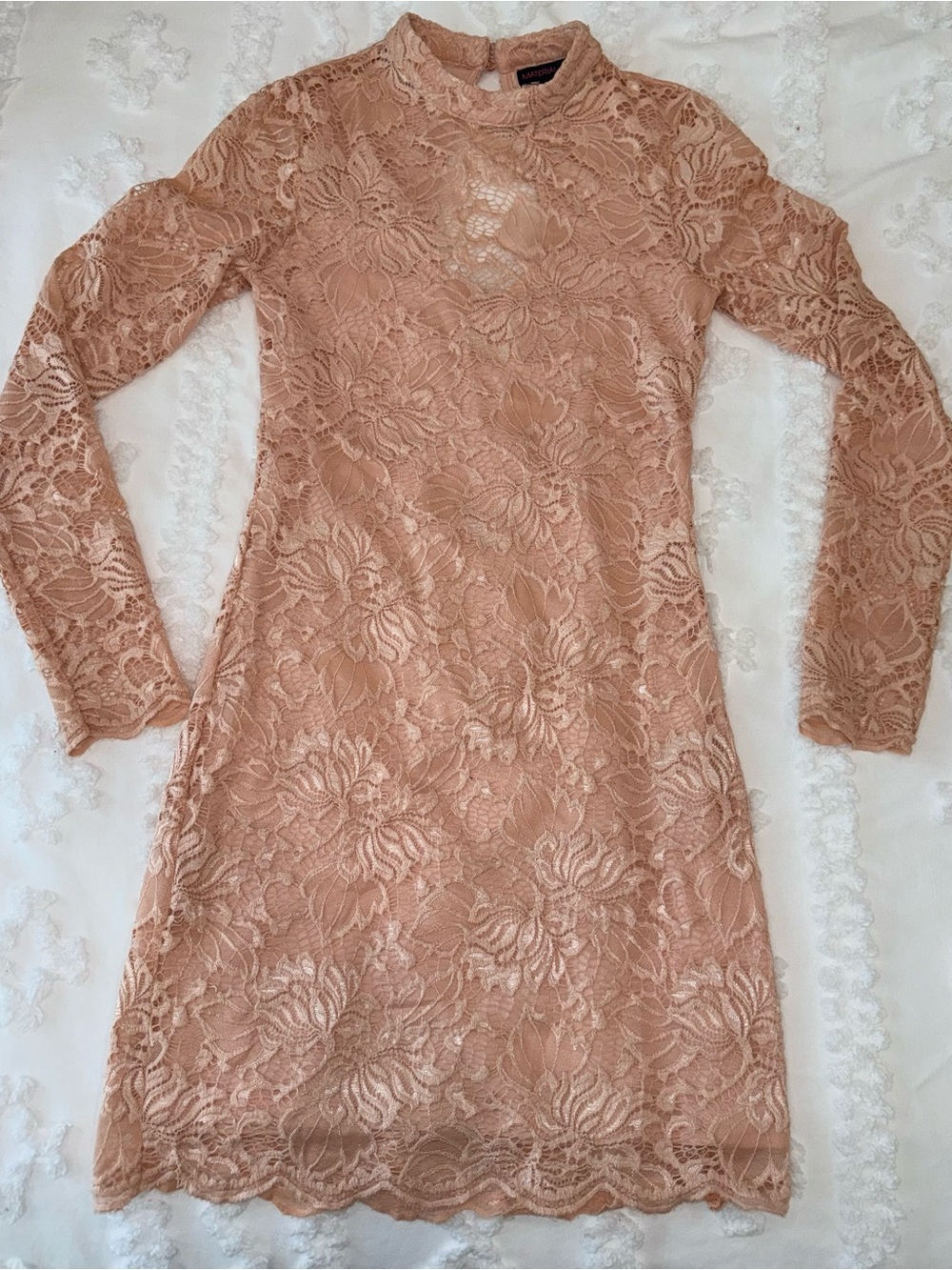 Lace Long-Sleeve Dress Blush Pink